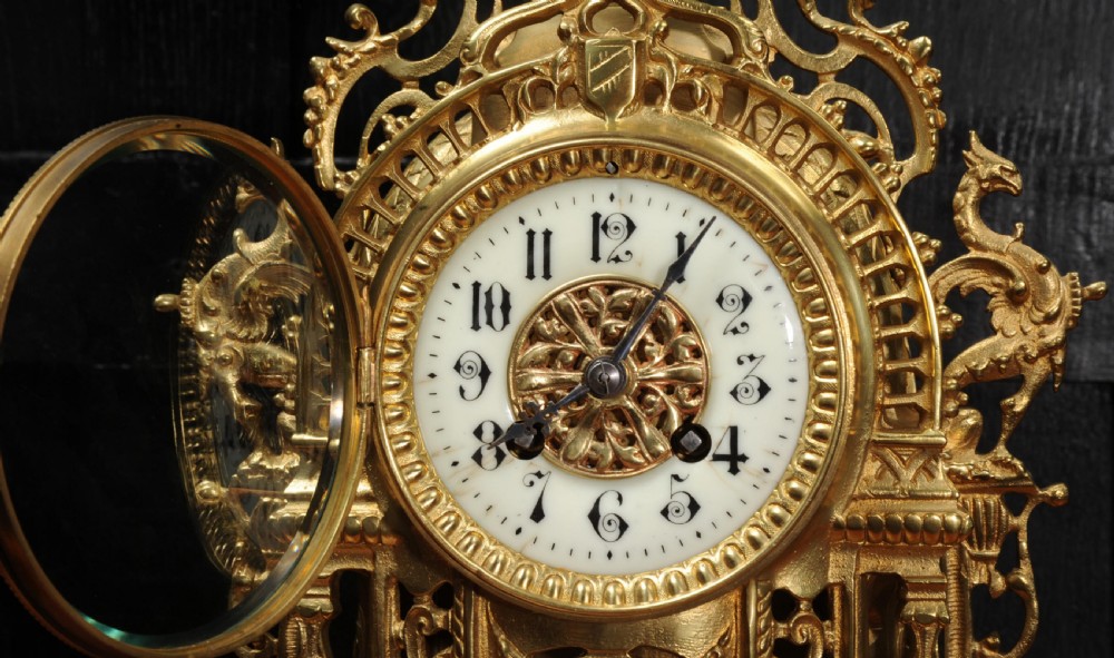 Antique French Gilt Bronze Baroque Clock View XIV