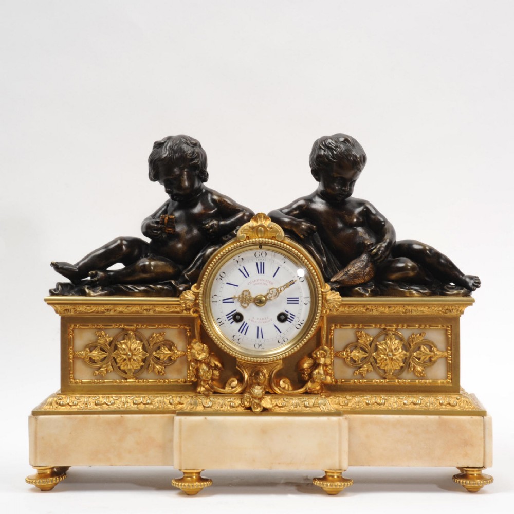 Early Bronze and Ormolu Antique French Clock by Charpentier of Paris