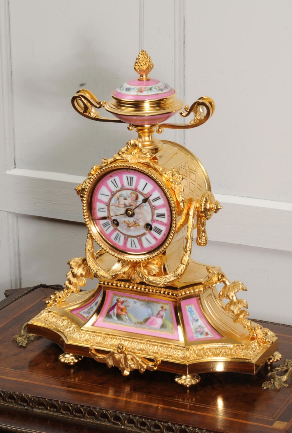 Japy Freres Ormolu and Sevres Porcelain Boudoir Clock