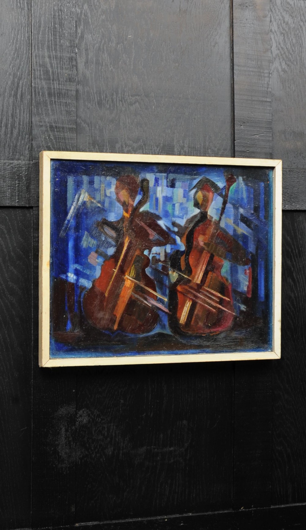 The Bassists - Original Mid century Abstract Oil Painting by William Ernst Burwell, FRSA