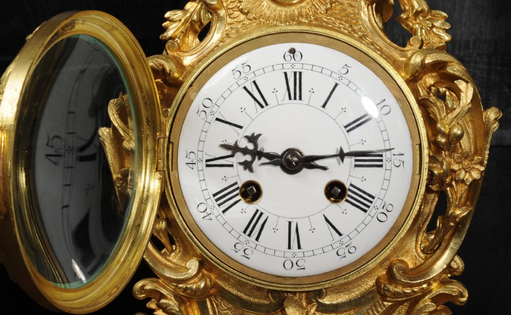Large Antique French Rococo Gilt Bronze Clock Set View XII