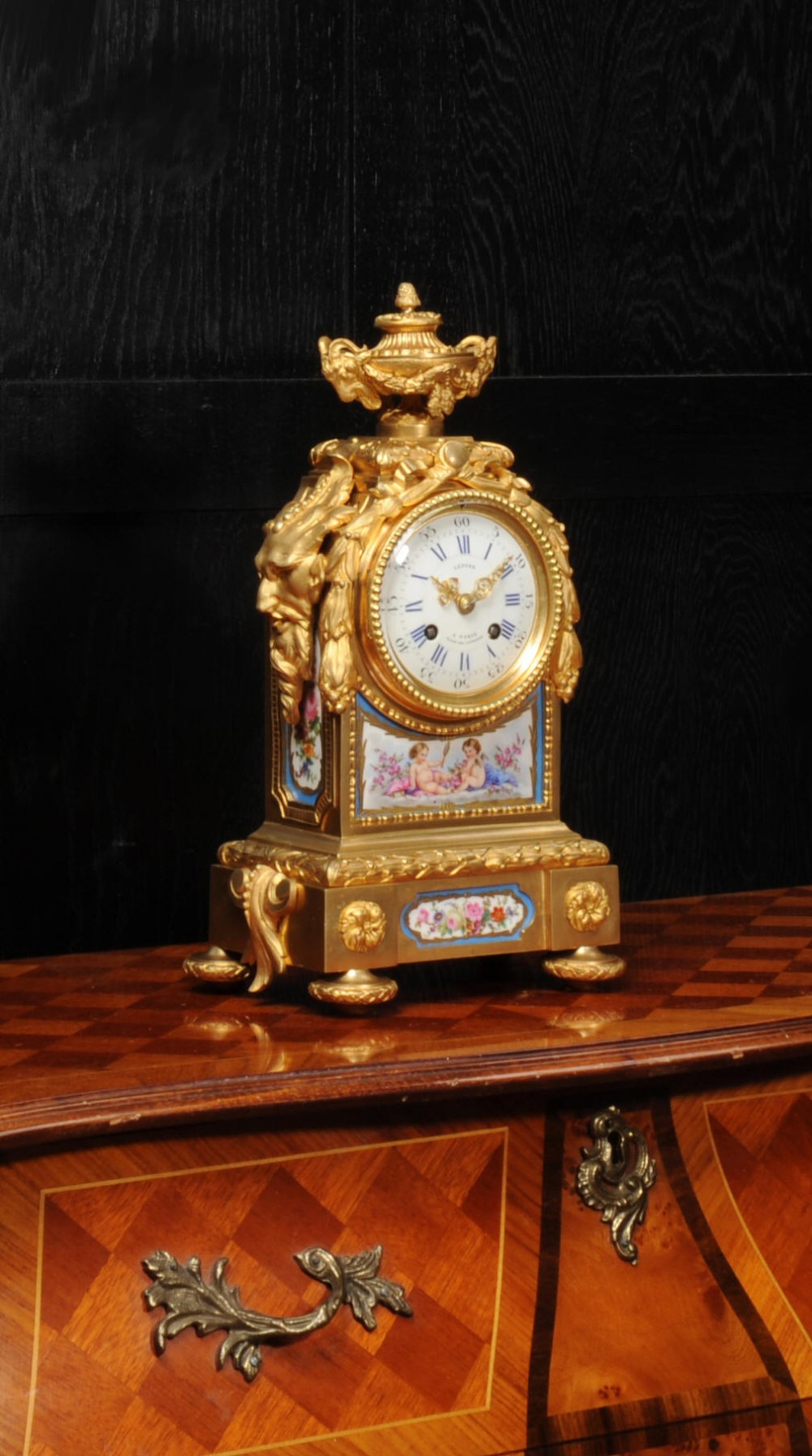 Early Ormolu and Sevres Porcelain Antique French Clock by Lepine Paris
