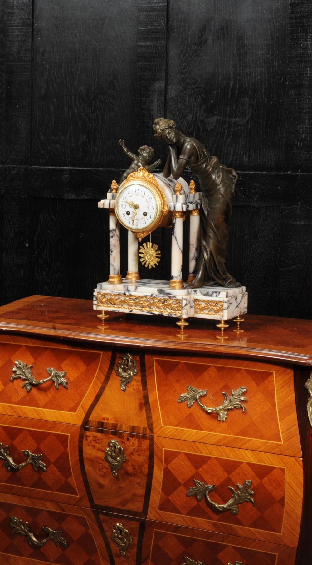 Antique French Portico Clock ~ Venus and Amor