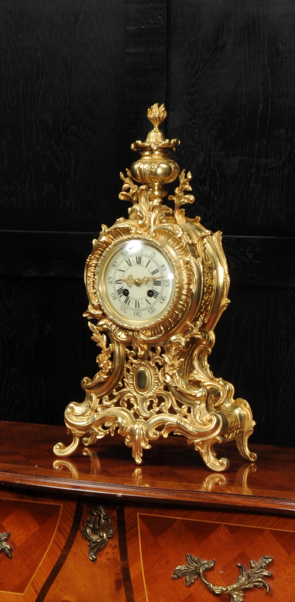 Large Antique French Gilt Bronze Rococo Clock