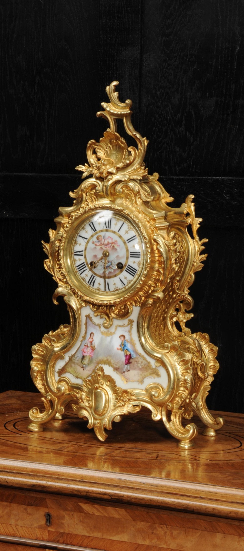 Large Ormolu and Sevres Porcelain Rococo Antique French Clock