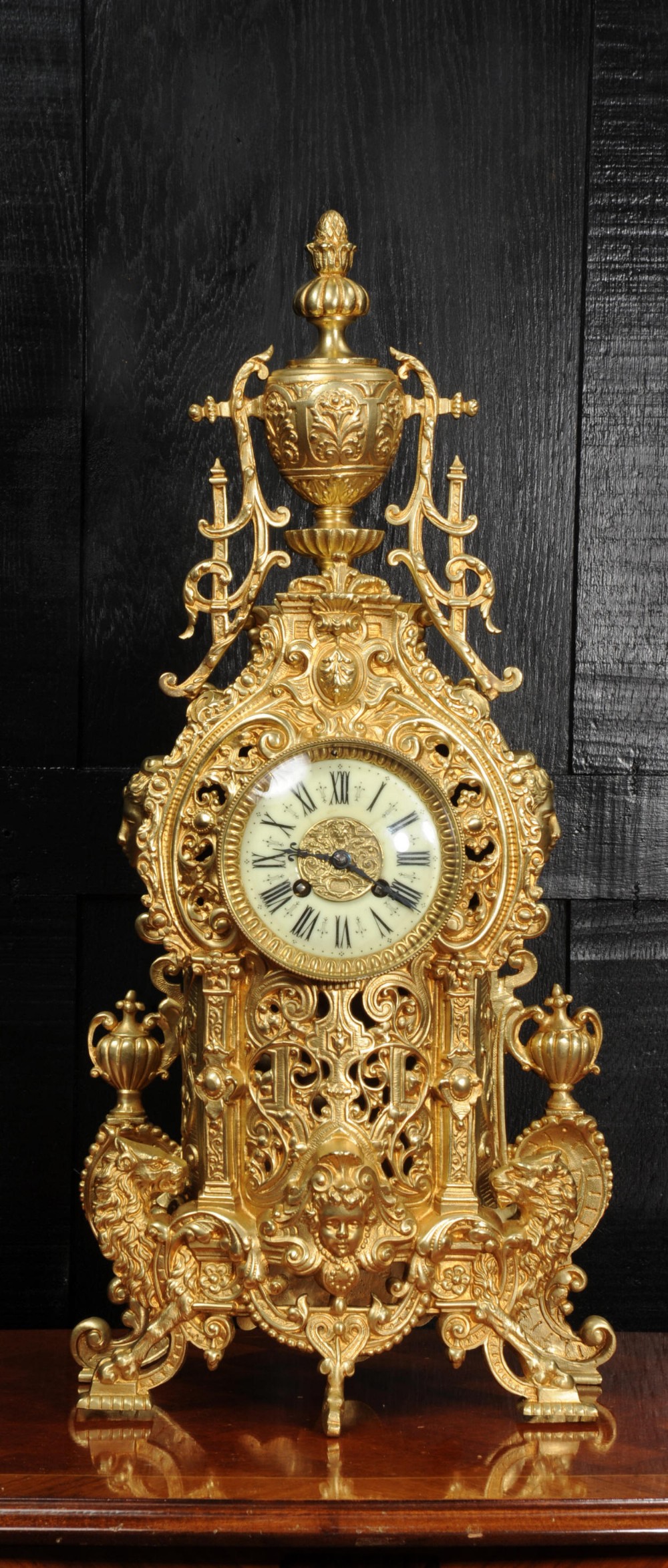Large Antique French Gilt Bronze Baroque Clock by Louis Japy