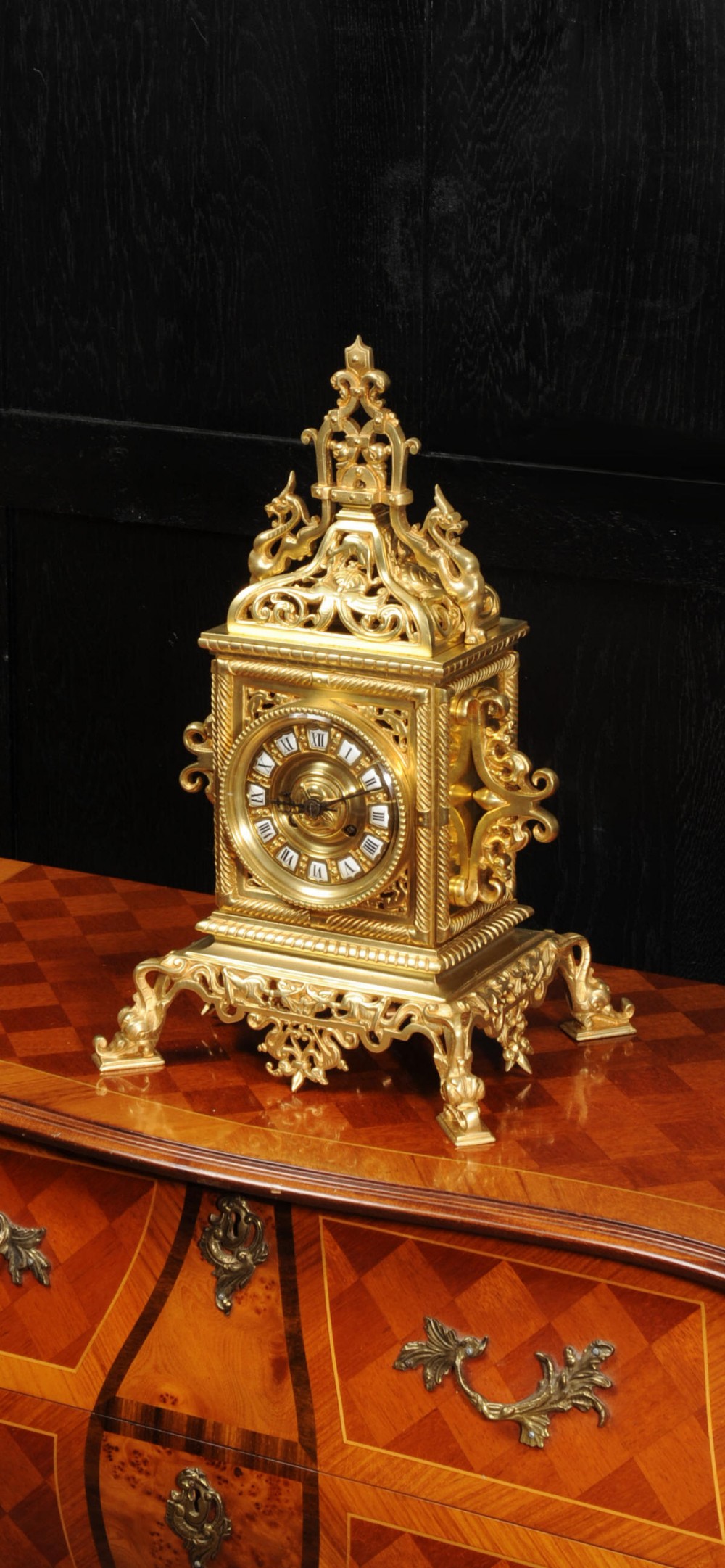 Large Gilt Bronze Baroque Table Clock ~ The Sea