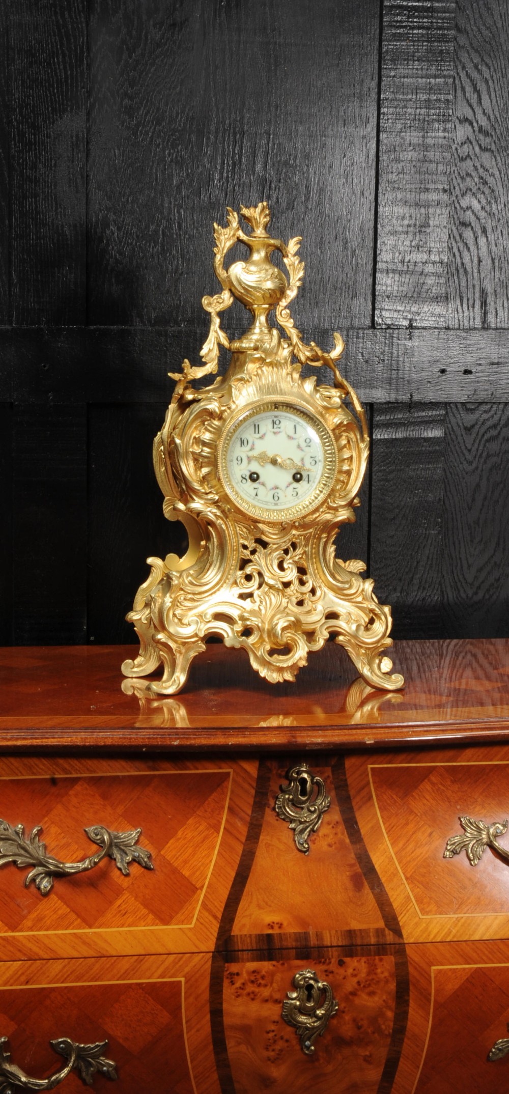 Antique French Gilt Bronze Rococo Clock by Samuel Marti