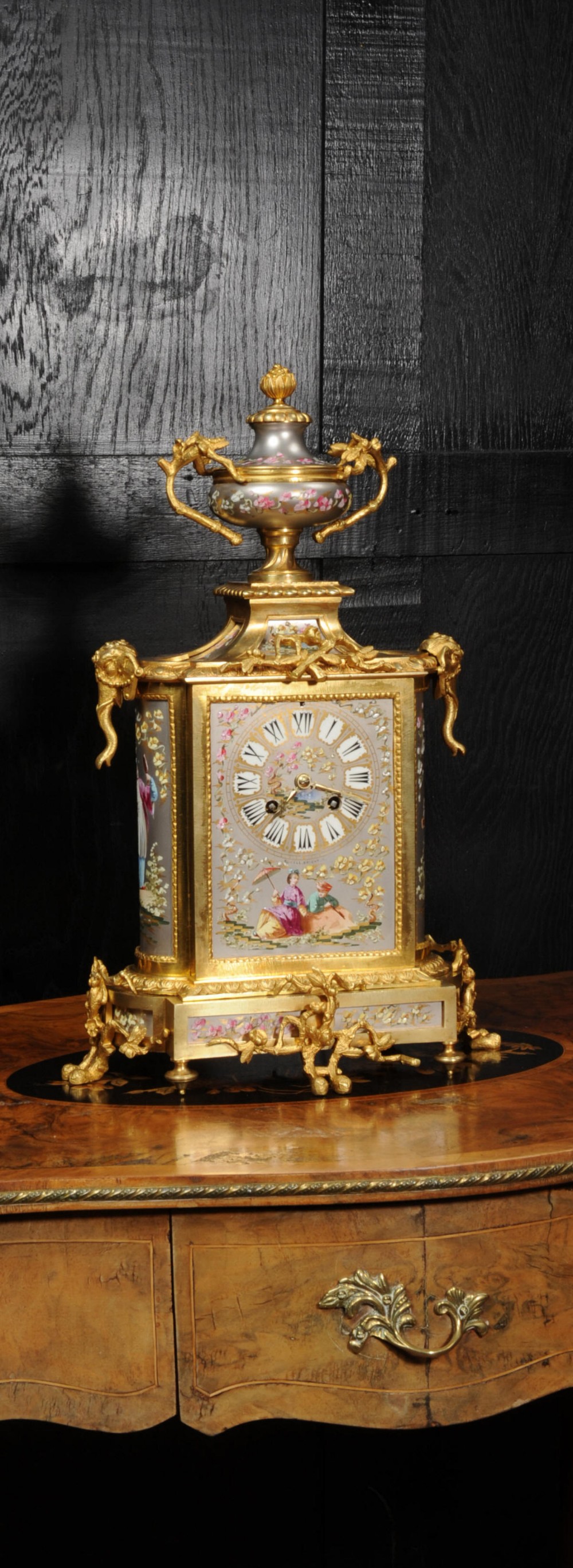 Japy Frères Ormolu and Porcelain Oriental Antique French Clock