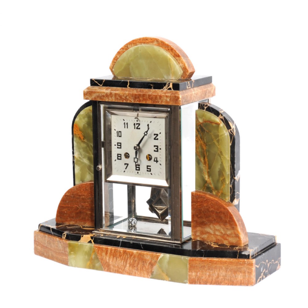 Art Deco Skyscraper Four Glass French Clock