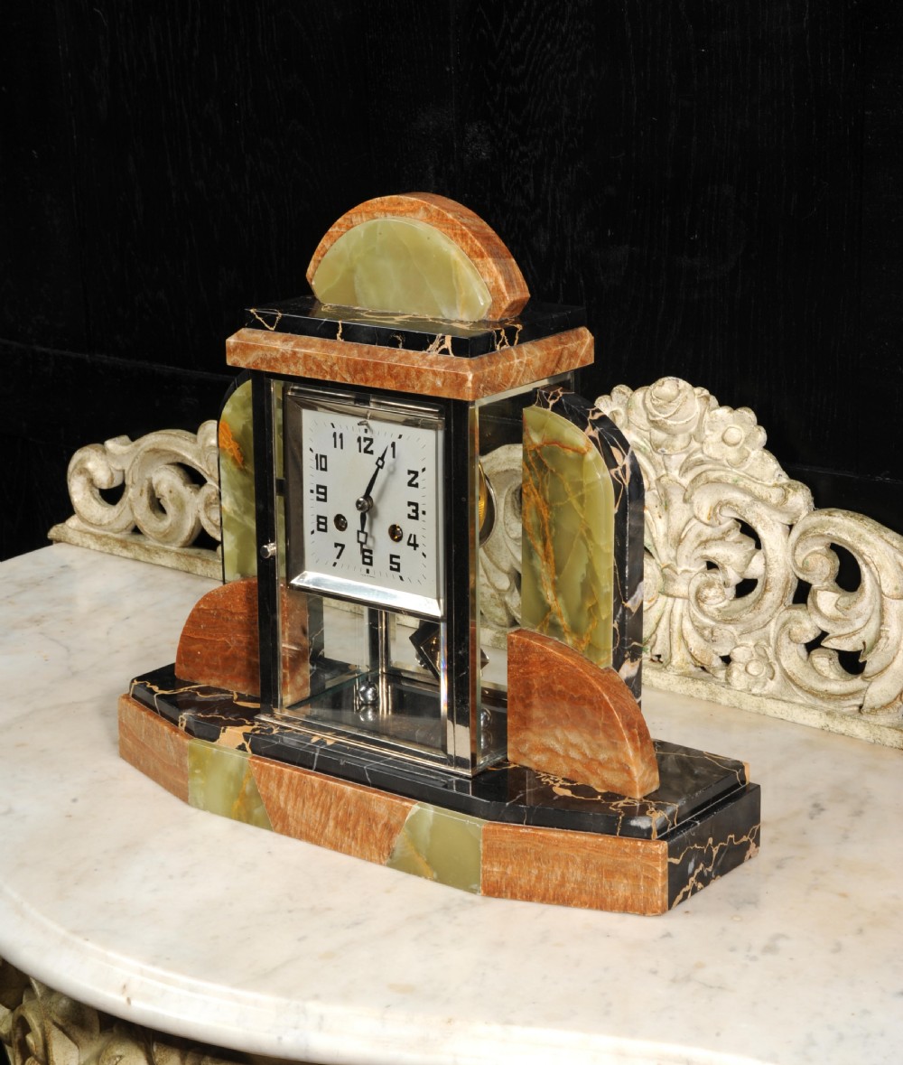 Art Deco Skyscraper Four Glass French Clock View IV