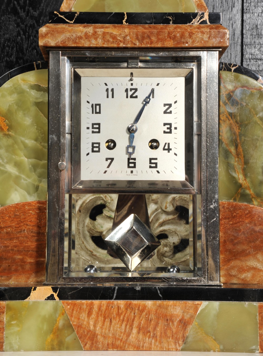Art Deco Skyscraper Four Glass French Clock View XI