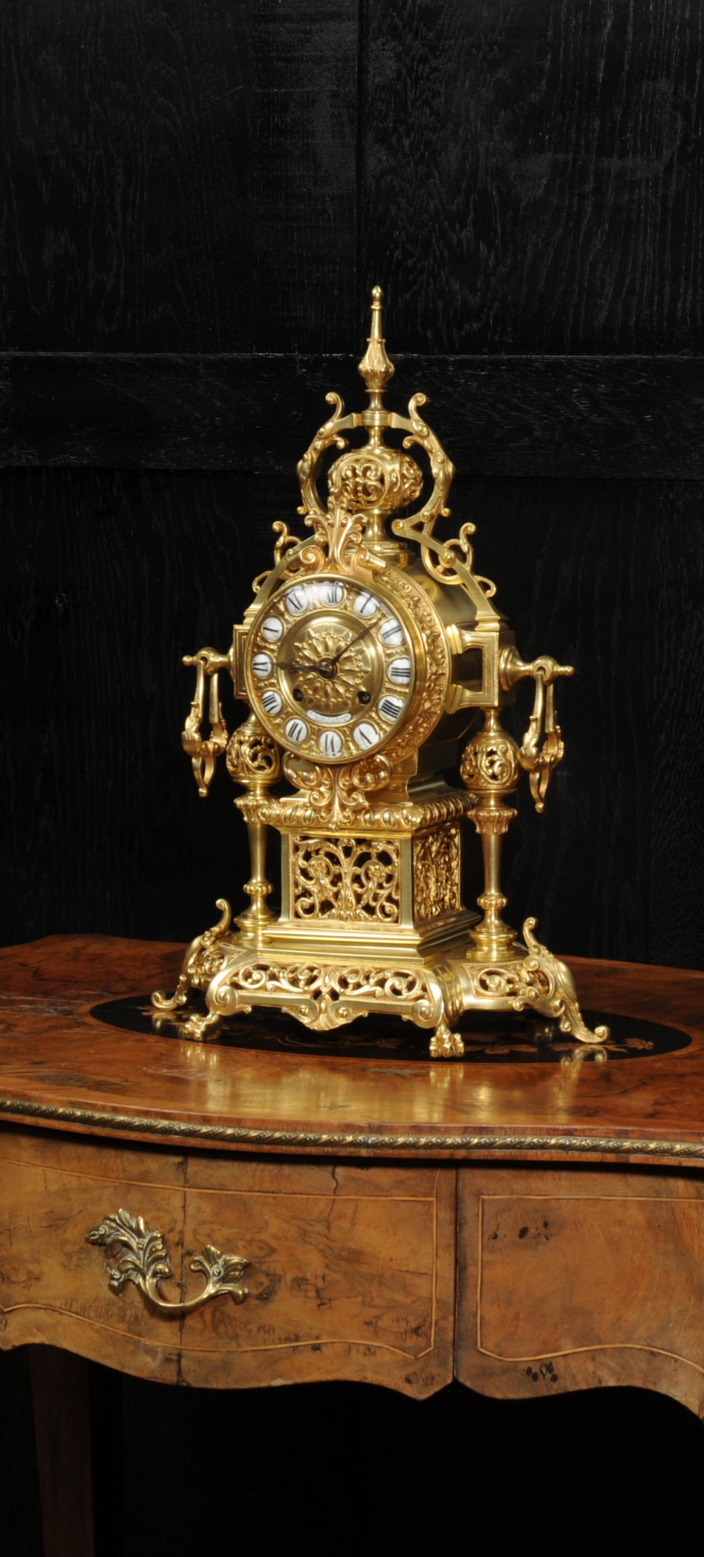 Japy Freres Antique French Gilt Bronze Baroque Clock