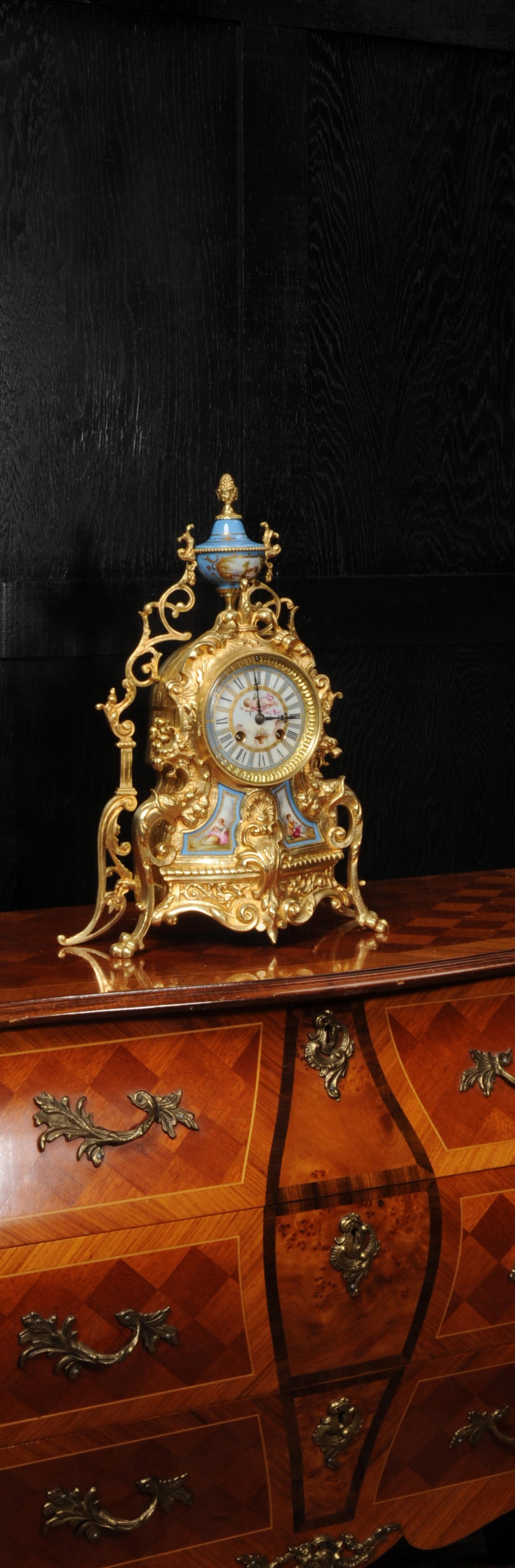 Antique French Sevres Porcelain and Gilt Bronze Clock