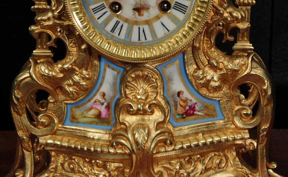 Antique French Sevres Porcelain and Gilt Bronze Clock View XVII