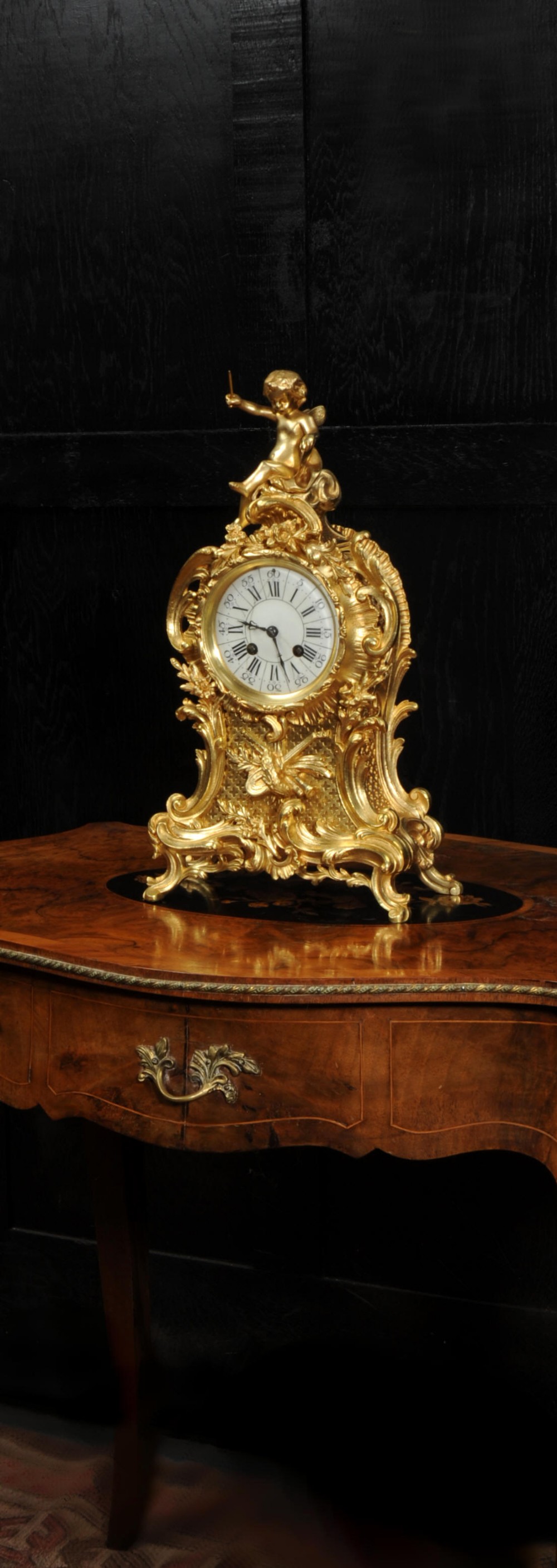 Antique French Gilt Bronze Rococo Clock ~ Music