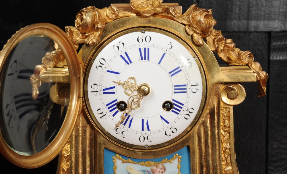 Antique French Ormolu and Sevres Porcelain Clock View XIII