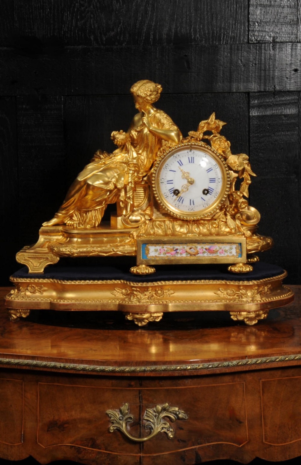 Fine Ormolu and Sevres Porcelain Boudoir Antique French Clock