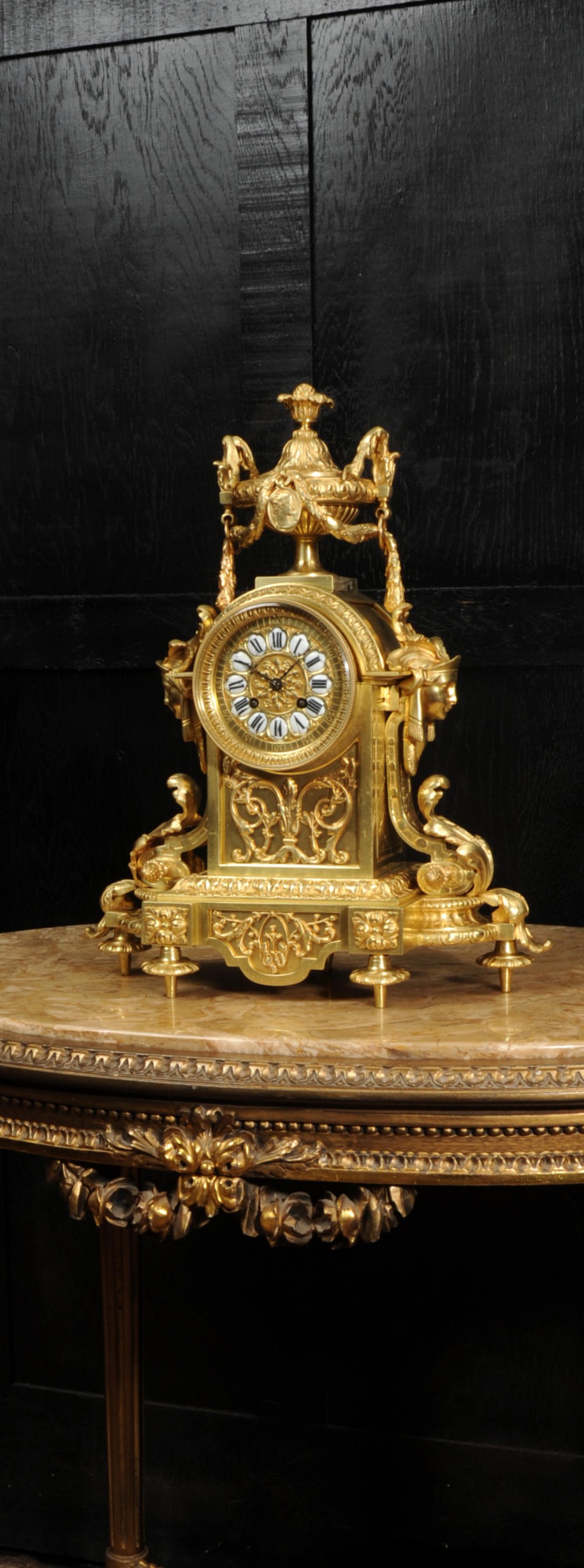 Japy Freres Louis XVI Neoclassical Gilt Bronze Antique French Clock