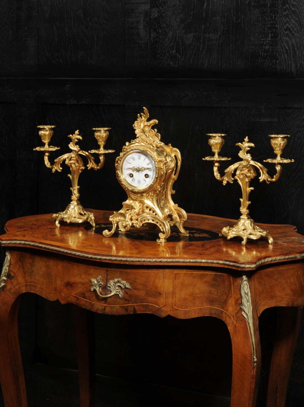 Antique French Rococo Clock Set by Louis Japy