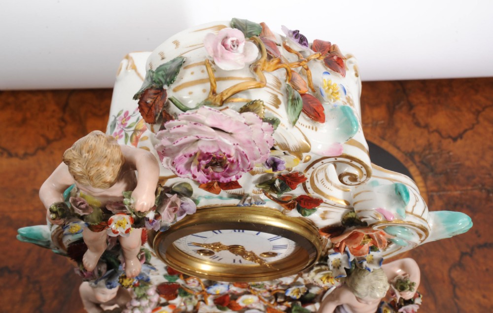 Antique French Rococo Porcelain Clock View XX