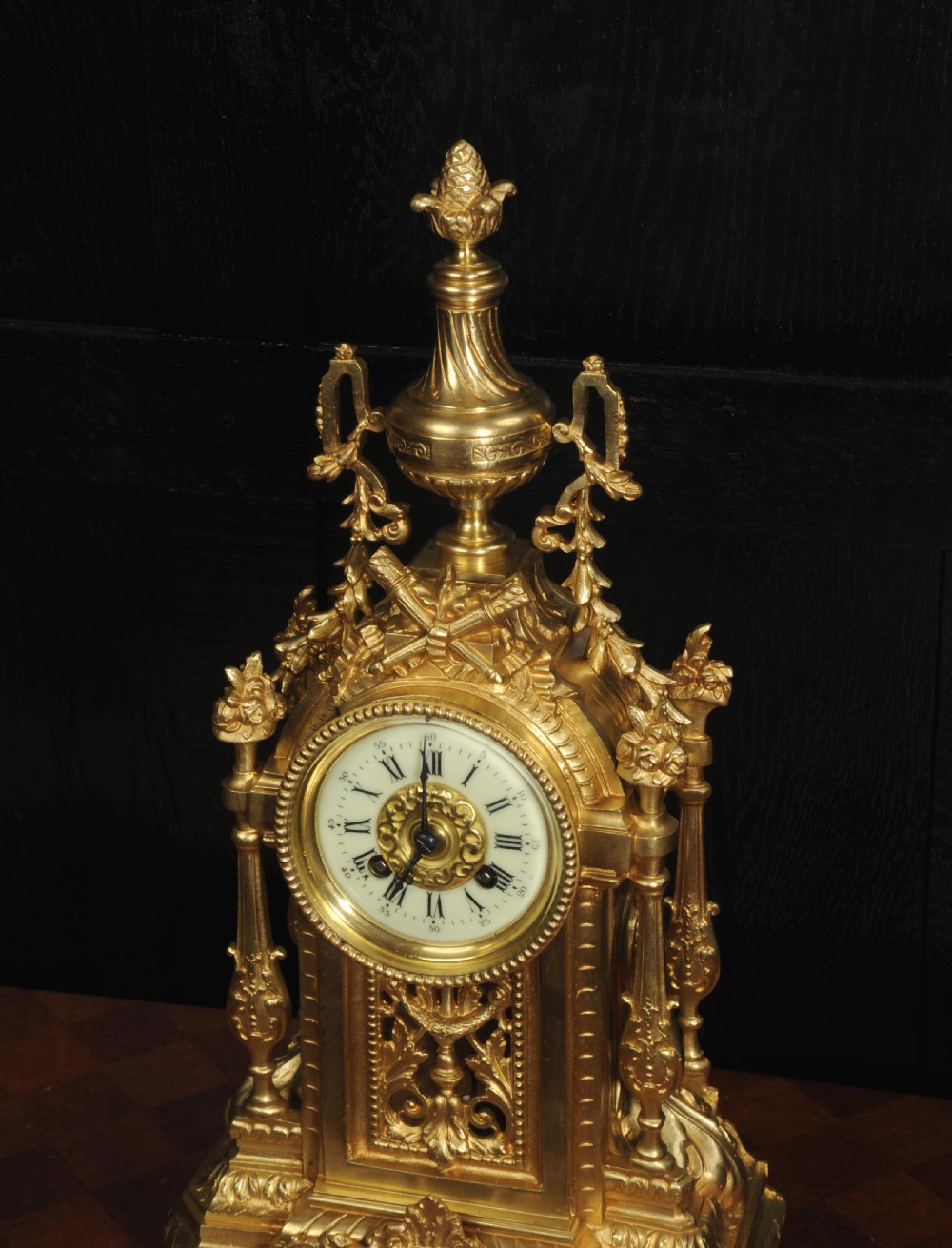 Japy Freres Antique French Louis XVI Gilt Bronze Clock View XI