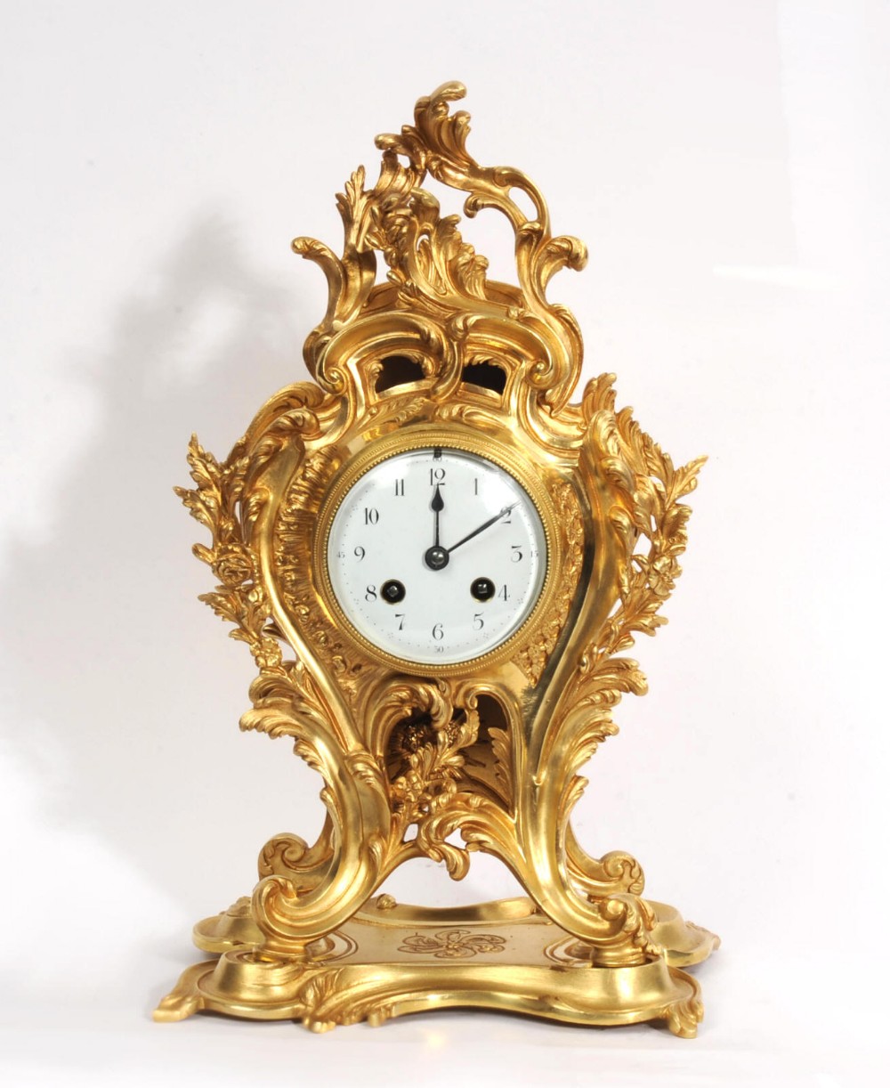 Antique French Ormolu Rococo Clock