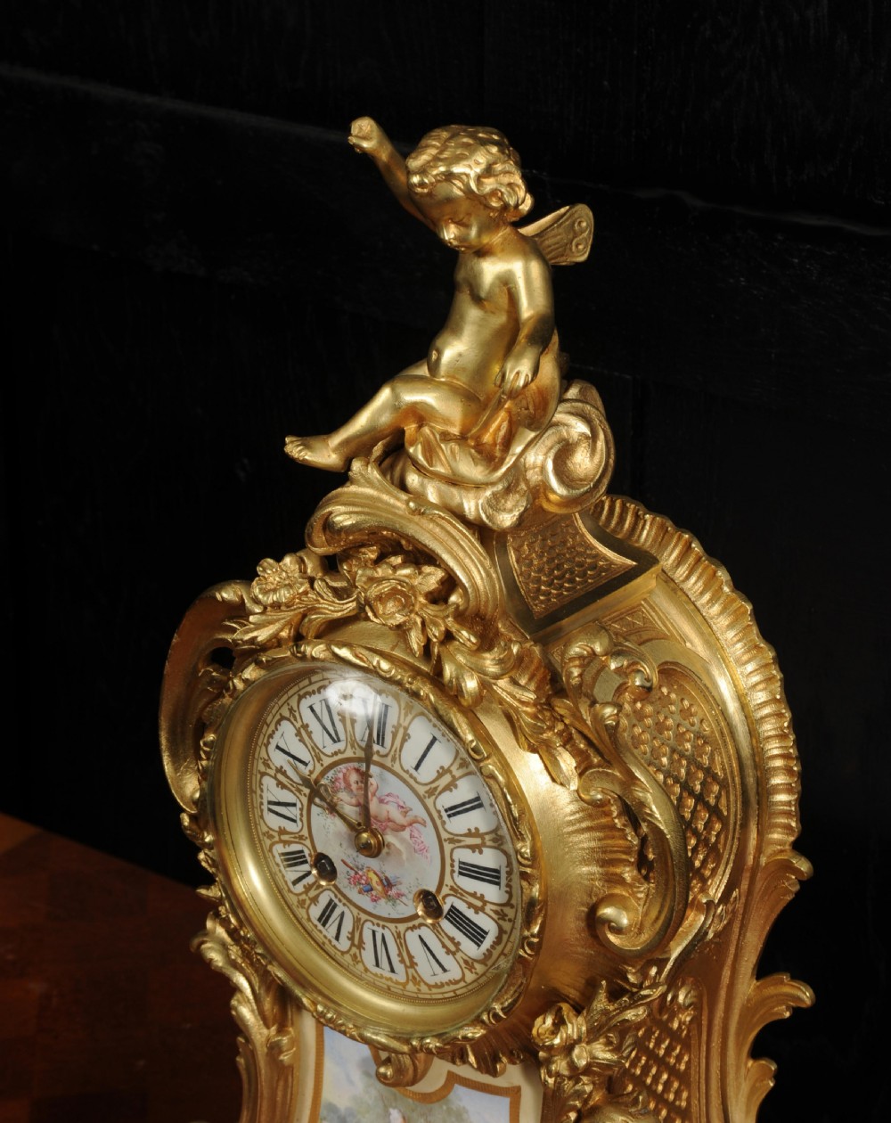 Antique French Gilt Bronze and Sevres Porcelain Clock View XI