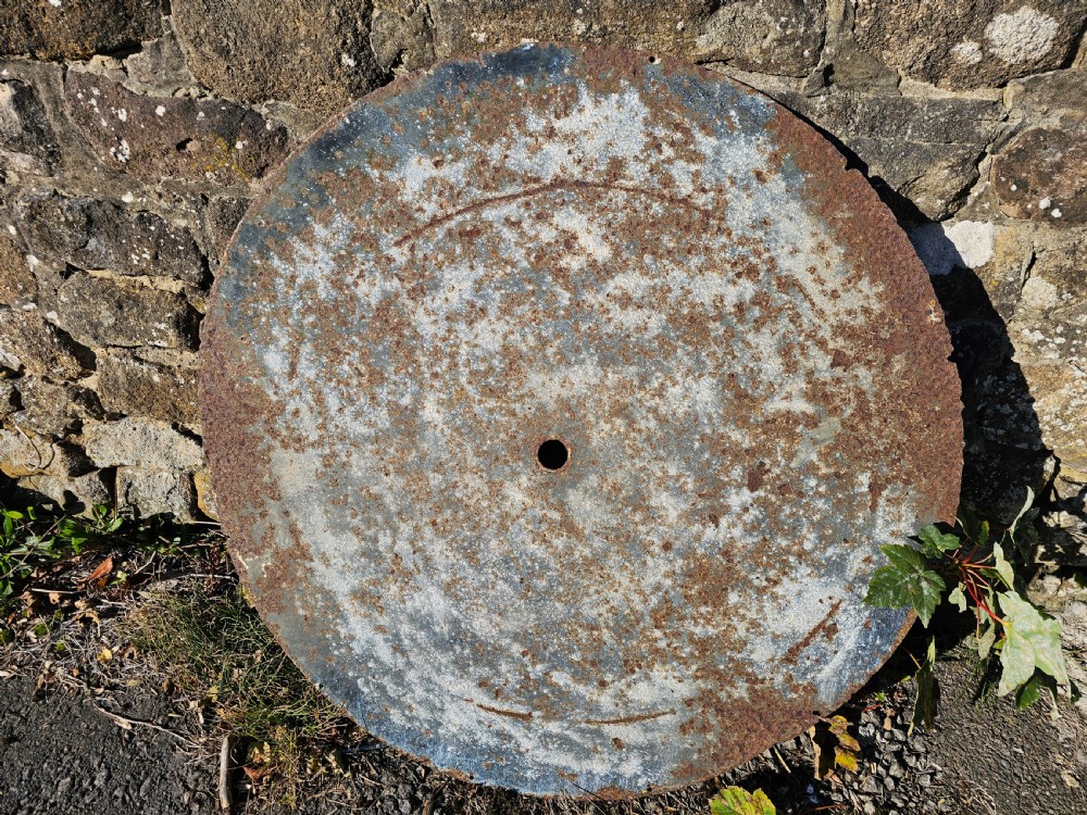 A large circular off-white enamelled turret clock dial featuring black Roman numerals and the maker name Joyce Whitchurch. View XIII