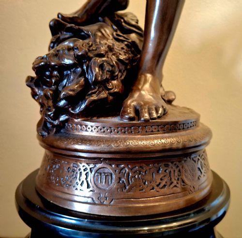 BRONZE STATUE OF DAVID AND GOLIATH ANTONIN MERCI DAVID VAINQUEUR 1880 - ADDITIONAL PHOTO 13