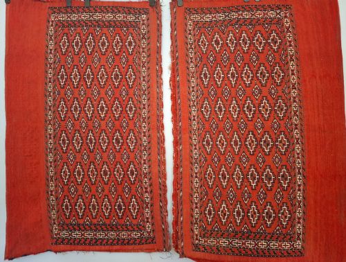 Antique Pair Turkoman Tekke Tribal Kilim Chuvals #1. Circa 1910.