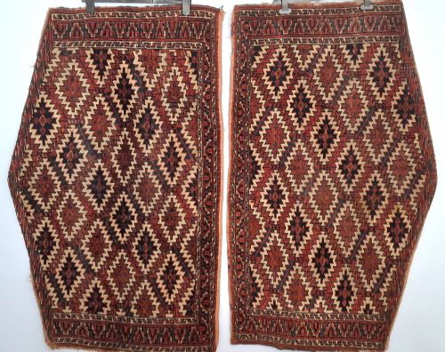 Pair Yomut Turkomen Asmalyk Rugs. Circa 1880.