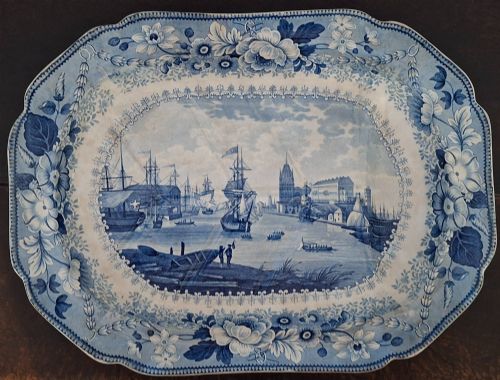 Huge Pountney & Allies Bristol Views Series Meat Plate. Circa 1830.