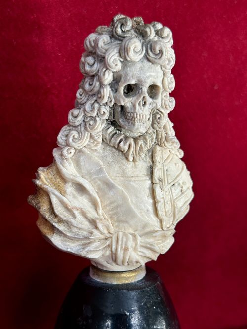 19th Century French Carved Bone Memento Mori Vanitas Skull Bust Of King ...