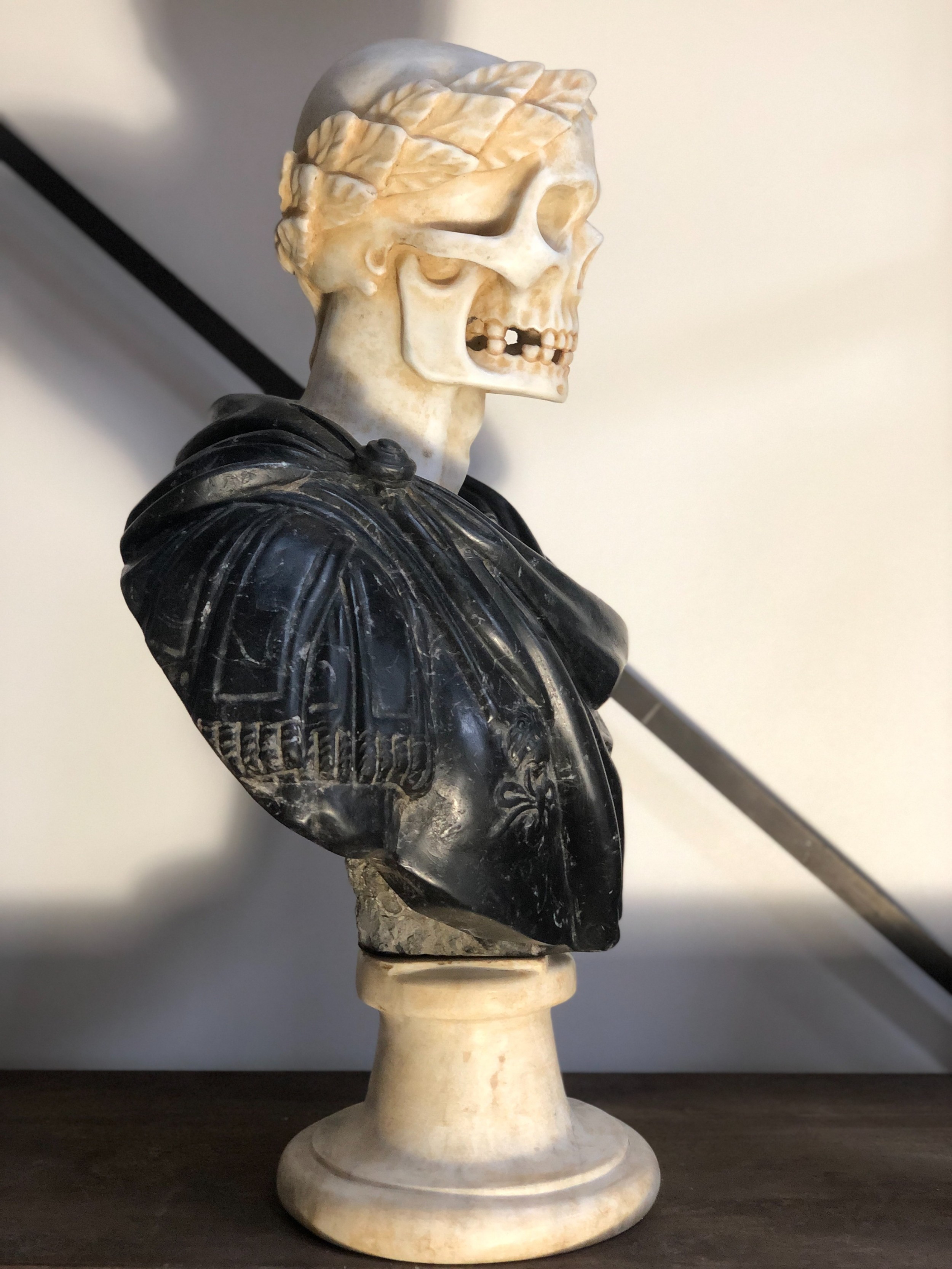 19th Century Italian Vanitas Memento Mori Marble Bust Wearing Roman ...