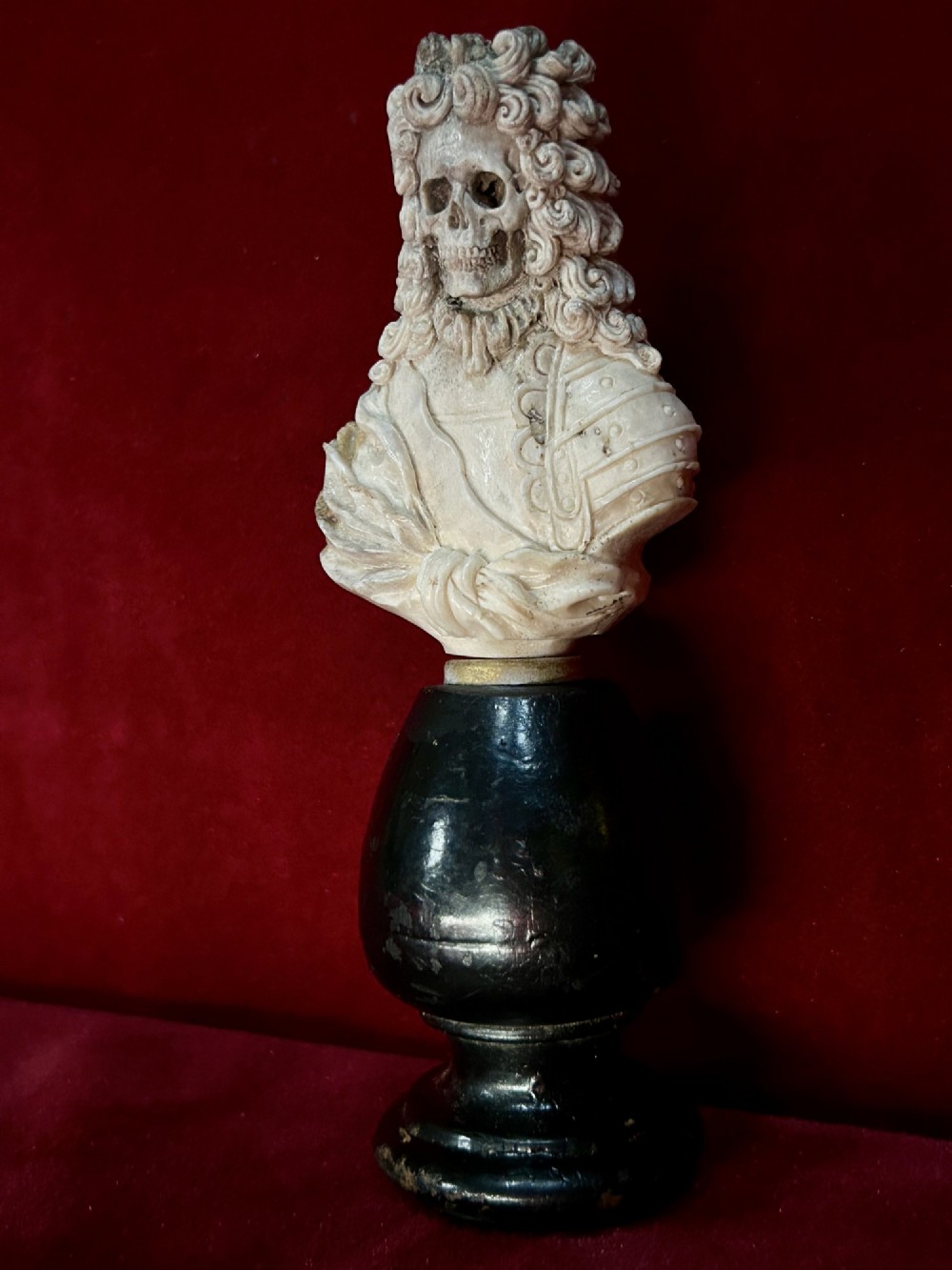 19th Century French Carved Bone Memento Mori Vanitas Skull Bust Of King ...