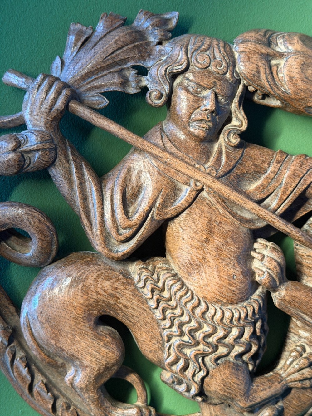 19th Century Gothic Revival Carved Oak Sculpture Of A Mythological St ...