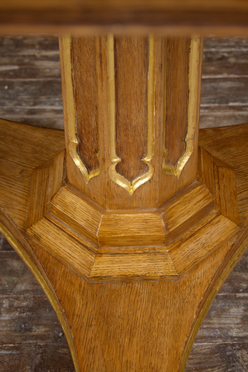 An early Victorian oak gothic centre table View II