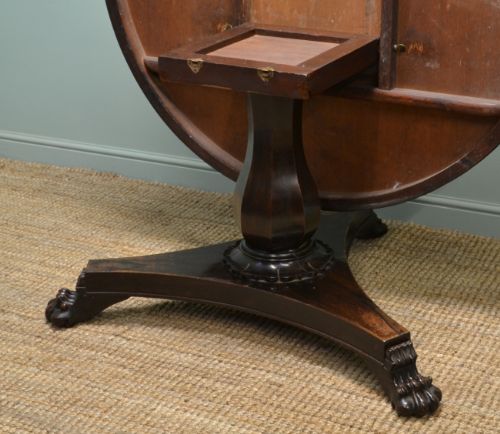fig 1. William IV Rosewood Segmented Circular Top Antique Dining Table.