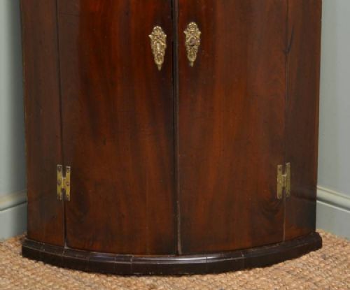 fig 1. Georgian Bow Fronted Mahogany Antique Corner Cupboard.