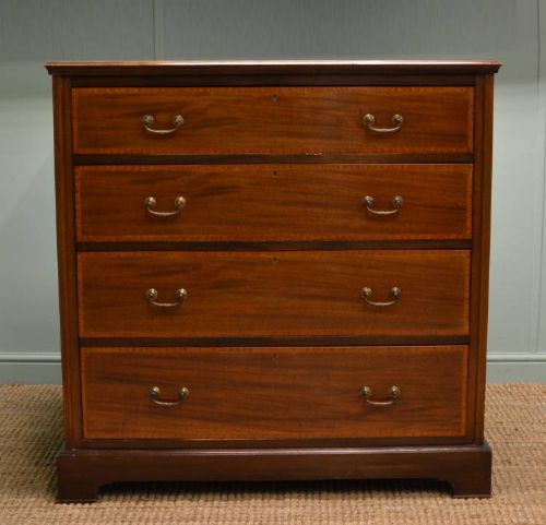Fine Quality Antique Mahogany Chest of Drawers with Satinwood Cross Banding.