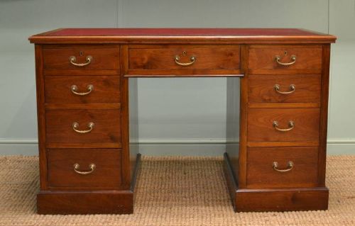 Victorian Walnut Antique Twin Pedestal Desk.