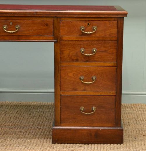 fig 1. Victorian Walnut Antique Twin Pedestal Desk.