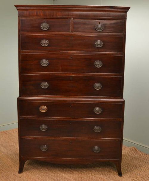 fig 1. Regency Mahogany Chest on Chest Antique Tallboy.