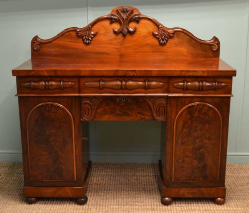 Antique William IV Mahogany Pedestal Sideboard with Small Proportions.