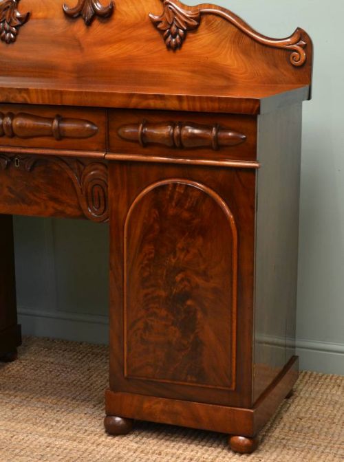 fig 1. Antique William IV Mahogany Pedestal Sideboard with Small Proportions.