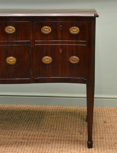 fig 1. Rare, Georgian Mahogany, Serpentine Fronted Antique Sideboard.