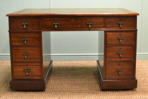 Quality Victorian Walnut Antique Pedestal Desk.