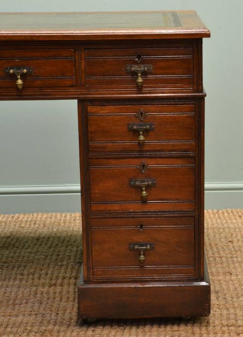 fig 1. Quality Victorian Walnut Antique Pedestal Desk.