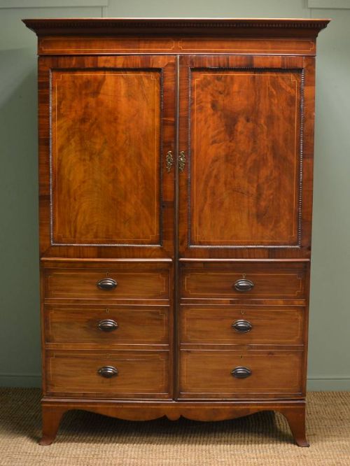 Large, Georgian Mahogany, Antique Double Wardrobe.